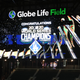 The scoreboard displays a Congratulations message to the Los Angeles Dodgers after defeating the Tampa Bay Rays 3-1 in Game Six to win the 2020 MLB World Series at Globe Life Field on October 27, 2020 in Arlington, Texas.